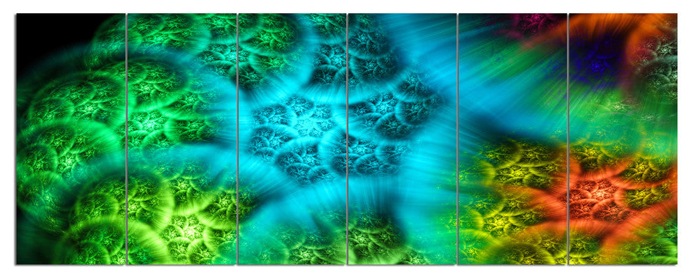 Biblical Sky with Green Clouds, Abstract Wall Art Canvas, 70"x28", 6 Panels