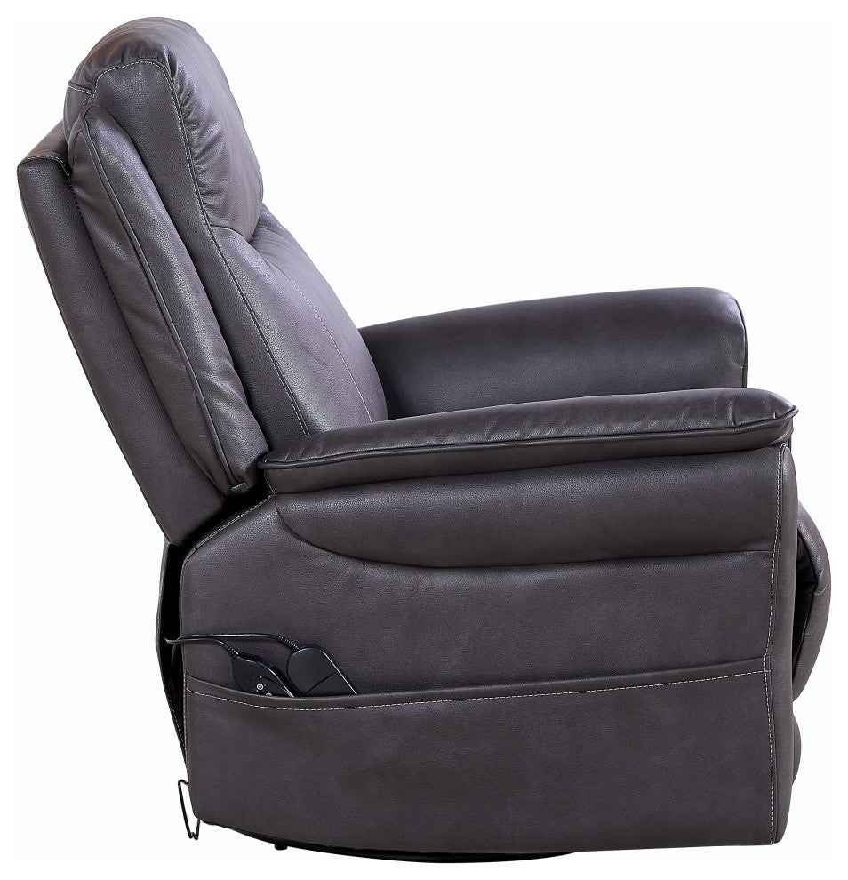 GDF Studio OKIN Motor Power Swivel Rocker Recliner With Massage & Heating, Gray