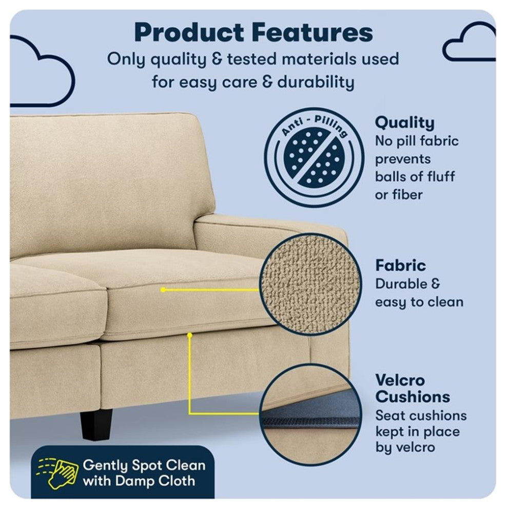 Serta Palisades 73" Track Arm Sofa with Removable Covers Sand Beige