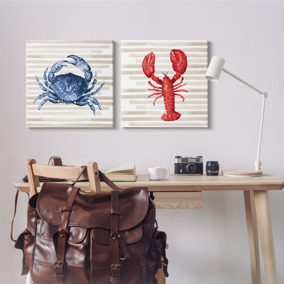 Nautical Blue Crab and Red Lobster,24 x 24