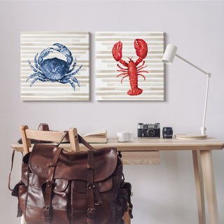 Nautical Blue Crab and Red Lobster,24 x 24