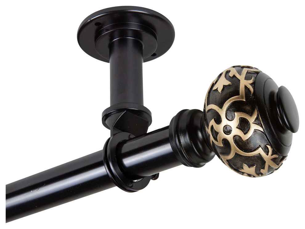 Kubrik Ceiling 1" Curtain Rod/Room Divider, Black, 48-84"