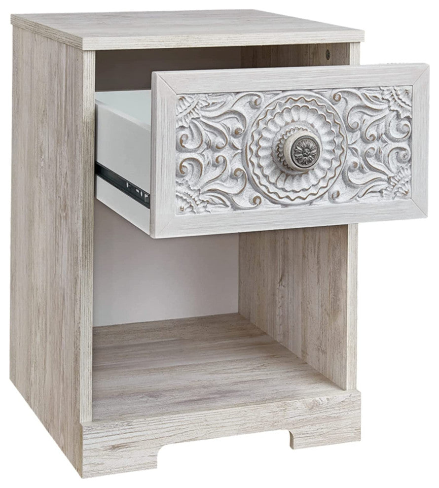 One Drawer Nightstand, Whitewash