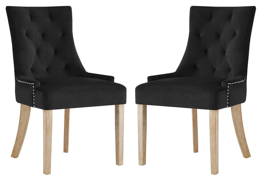 Pose Dining Chairs Velvet, Set of 2, Black