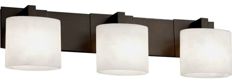 Modular 3-Light Bath Bar, Dark Bronze With Artisan Glass Shade