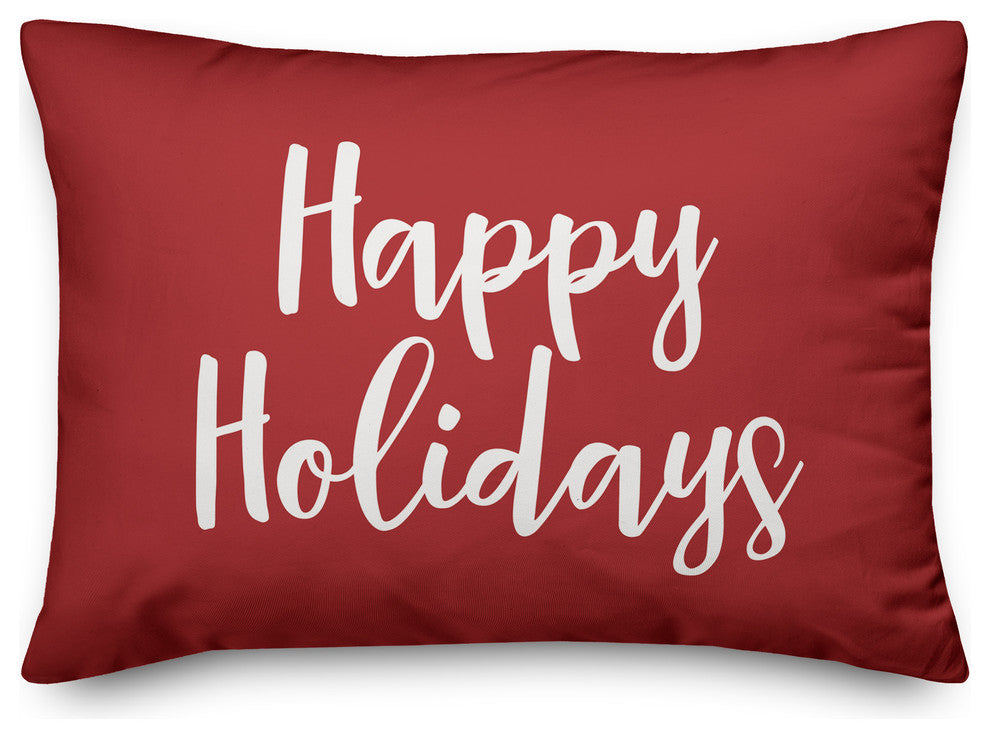 Happy Holidays, Red 14x20 Lumbar Pillow