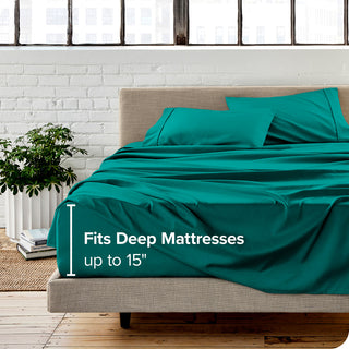Bare Home 1800 Microfiber Sheet Set, Emerald, Queen