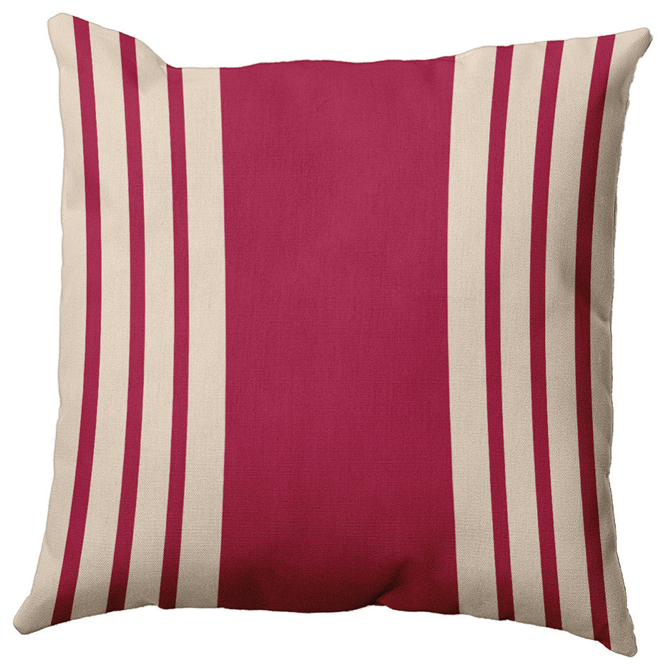 18"x18" Stripe Decorative Throw Pillow, Cranberry