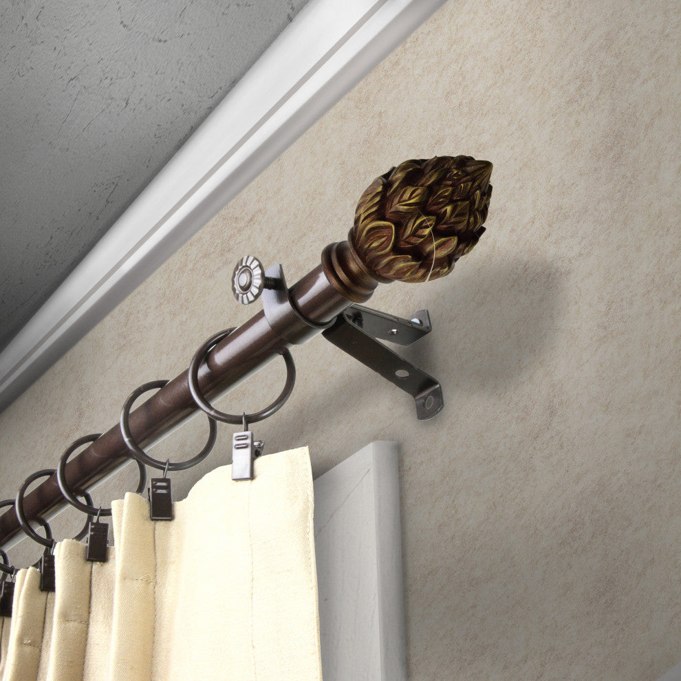 Pine 13/16" Diameter Curtain Rod, Cocoa, 18-28"