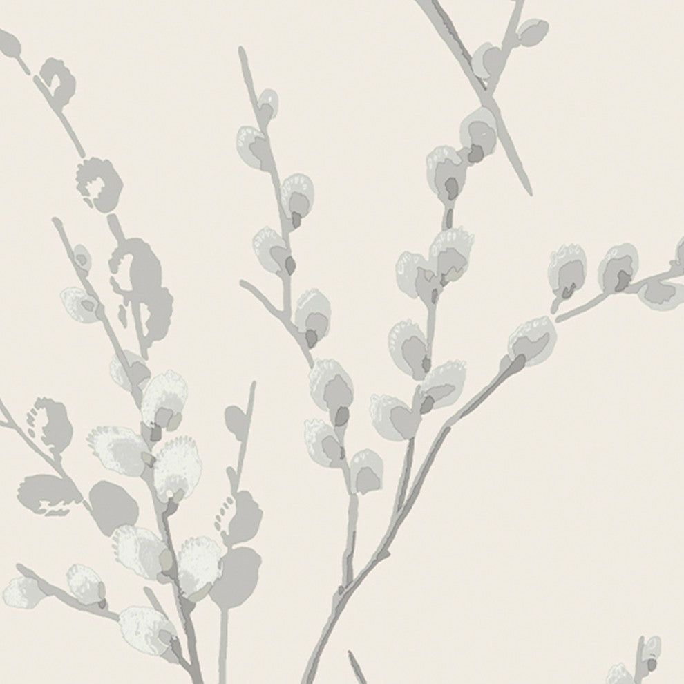 Laura Ashley Willow Wallpaper, Off White/Steel