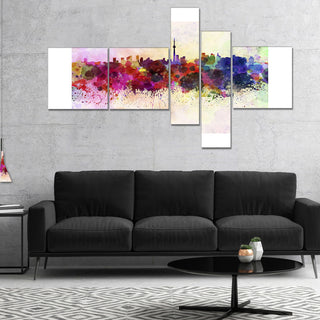Toronto Skyline, Cityscape Canvas Artwork Print, 60"x32", 5 panels