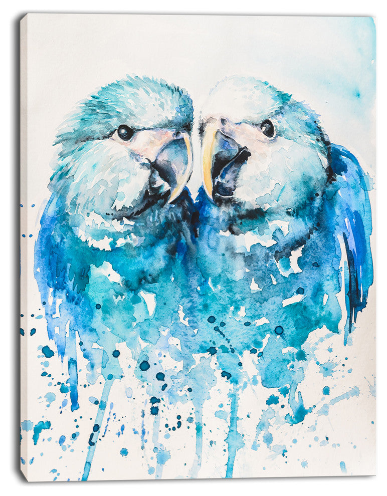 Spix s Macaw Watercolor, Abstract Canvas Art Print, 28"x60"