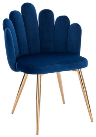 Flower Velvet Chair Set of 2, Blue
