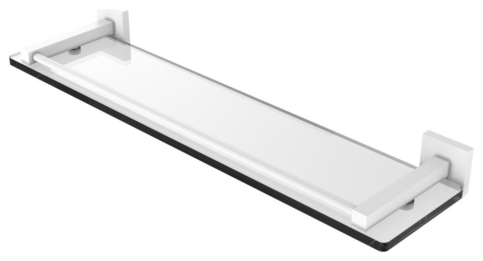 Montero 22" Glass Shelf with Gallery Rail, Matte White