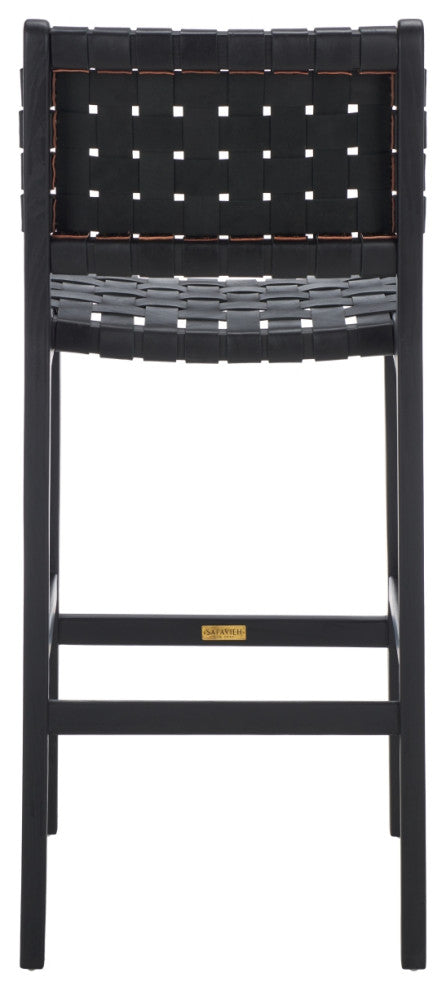 Safavieh Adah Leather Bar Stool, Black