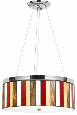 60W Tiffany Pendant Fixture, Chrome Finish