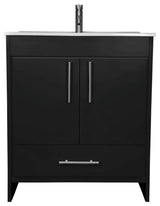 Pacific 30" Vanity With Integrated Ceramic Top and Brushed Nickel Handles, Black