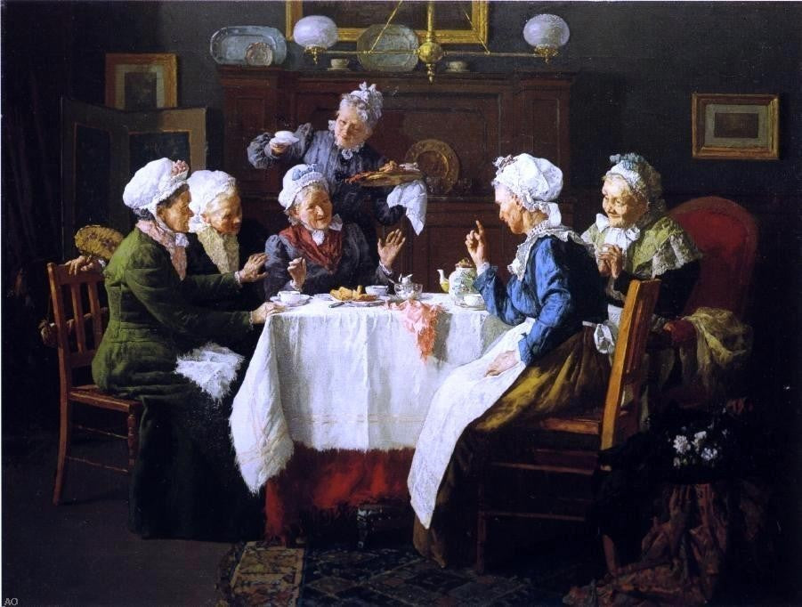 Louis C Moeller A Tea Party, 21"x28" Gallery Wrapped Canvas Print