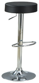 Leatherette Adjustable Bar Stool, Chrome and Black