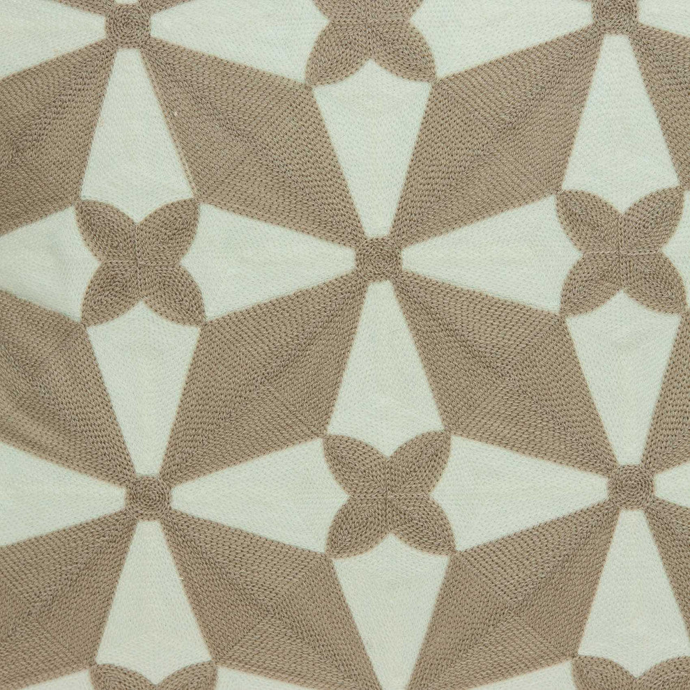 HomeRoots 20" x 0.5" x 20" Transitional Beige and White Accent Pillow Cover