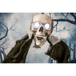 Life-Size Animated Headless Man Prop Holding Talking Skull