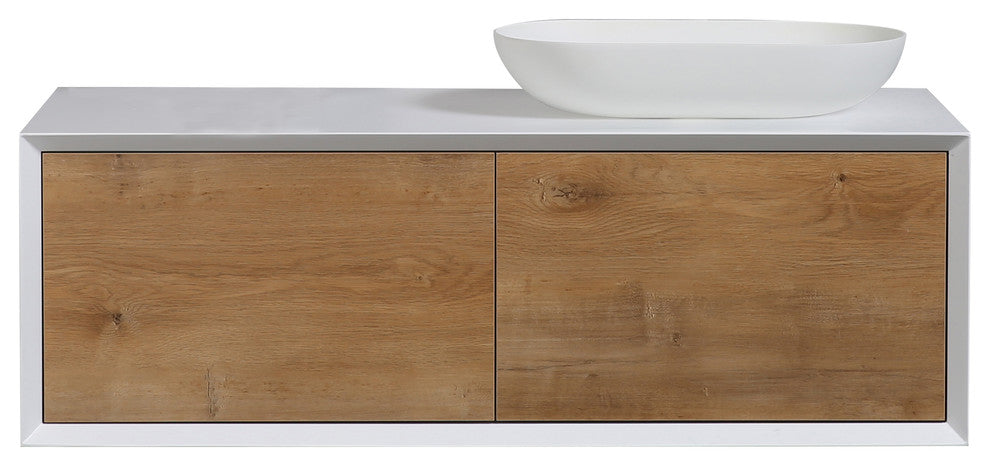 Alma-Fiona 48"  Nature finish Floating Vanity With One Sink, Right