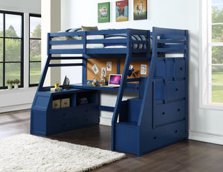 Jason II Storage Loft Bed, Navy Blue
