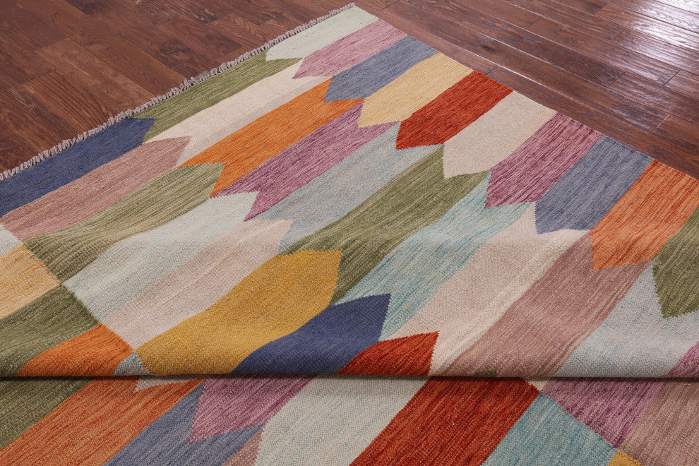 9' 4" X 11' 11" Wool On Wool Kilim Flat Weave Rug - Q12589
