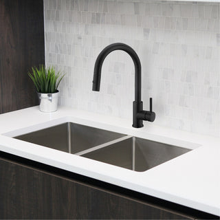 STYLISH Single Handle Pull Down Matte Black Kitchen Faucet