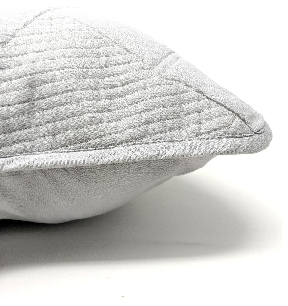 Light Grey Silver Diamond Pastel Cotton Bedspread Set, 26 X 26