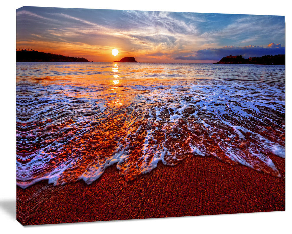 Colorful Sunset with Bright Waters, Seashore Canvas Art Print, 40"x30"