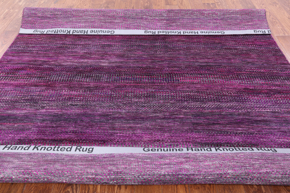 7' Square Wool and Silk Super Savannah Gabbeh Hand Knotted Rug Q6095