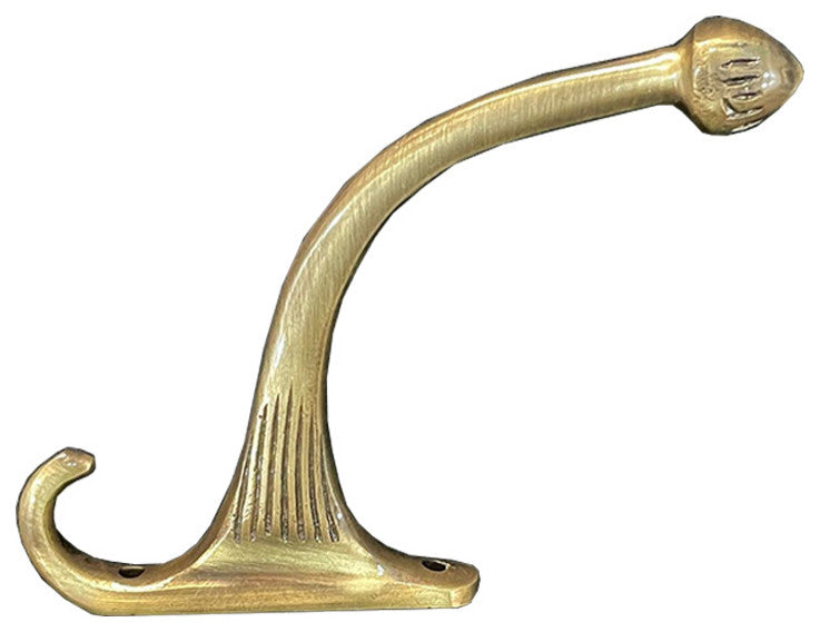 Brass Victorian Single Hook, Satin Brass