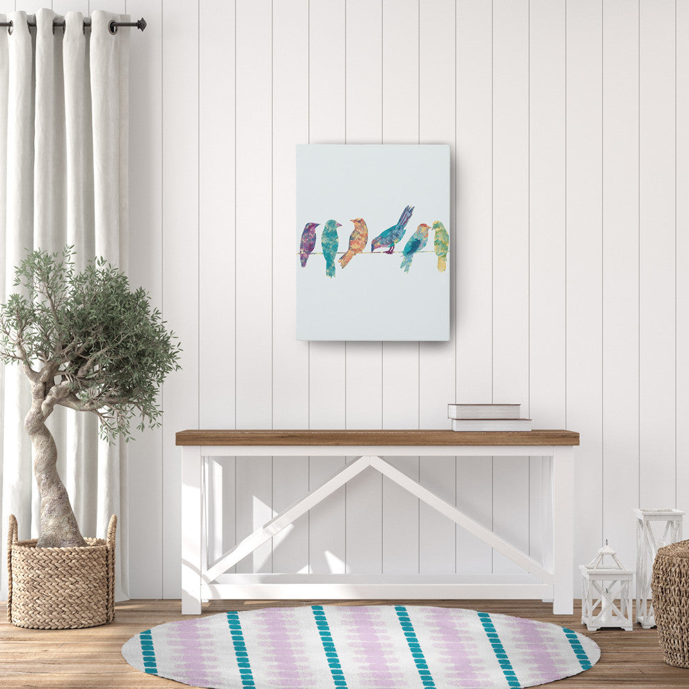 Watercolor Stripe Spring Chenille Rug, Purple-Blue, 5' Round