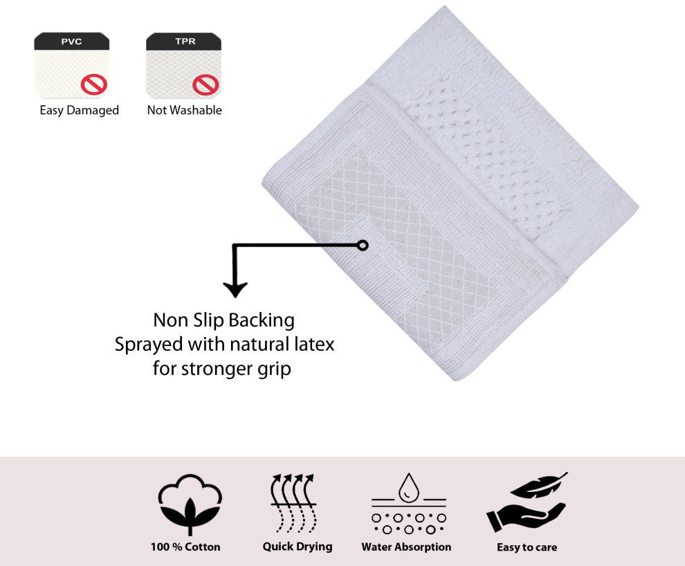 Classy Bath Rugs Set, 2 Piece Set, White