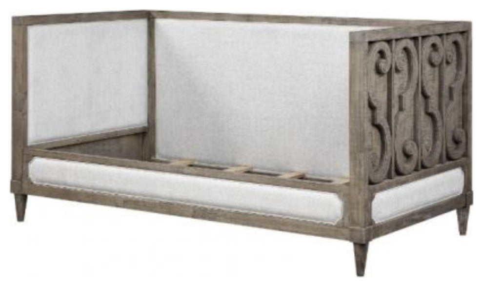 39710 Twin Daybed, Tan Fabric & Salvaged Natural Finish, Artesia
