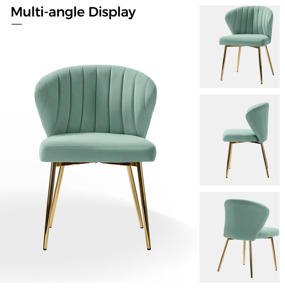 Luna Contemporary Side Chair With Tufted Back, Sage