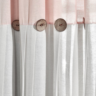 Linen Button Single Window Panel, Blush/White, 63"x40"