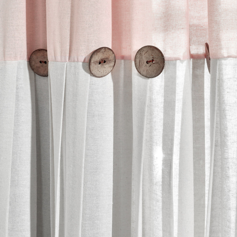 Linen Button Single Window Panel, Blush/White, 63"x40"
