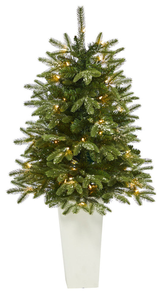 44" Snowed Grand Teton Fir Faux Xmas Tree W/Lights & Bendable Branches, Planter