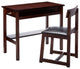 HomeRoots 35" X 35" X 35" 2Pc Black Pu And Espresso Pack Desk And Chair