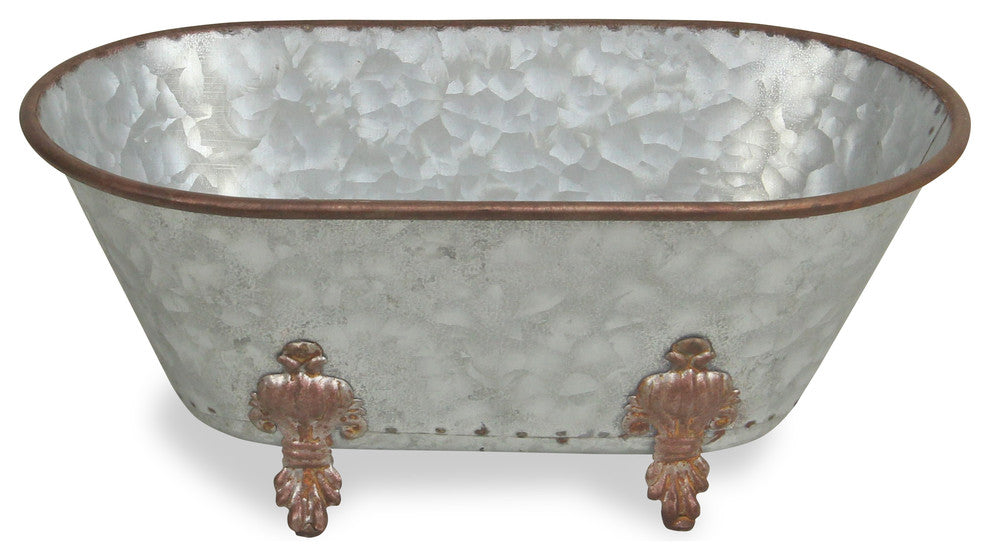 Lavande Metal Fleur-de-Lis Tub Decor - Large - Galvanized