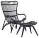 Monet Highback Rattan Lounge Chair and Footstool, Black