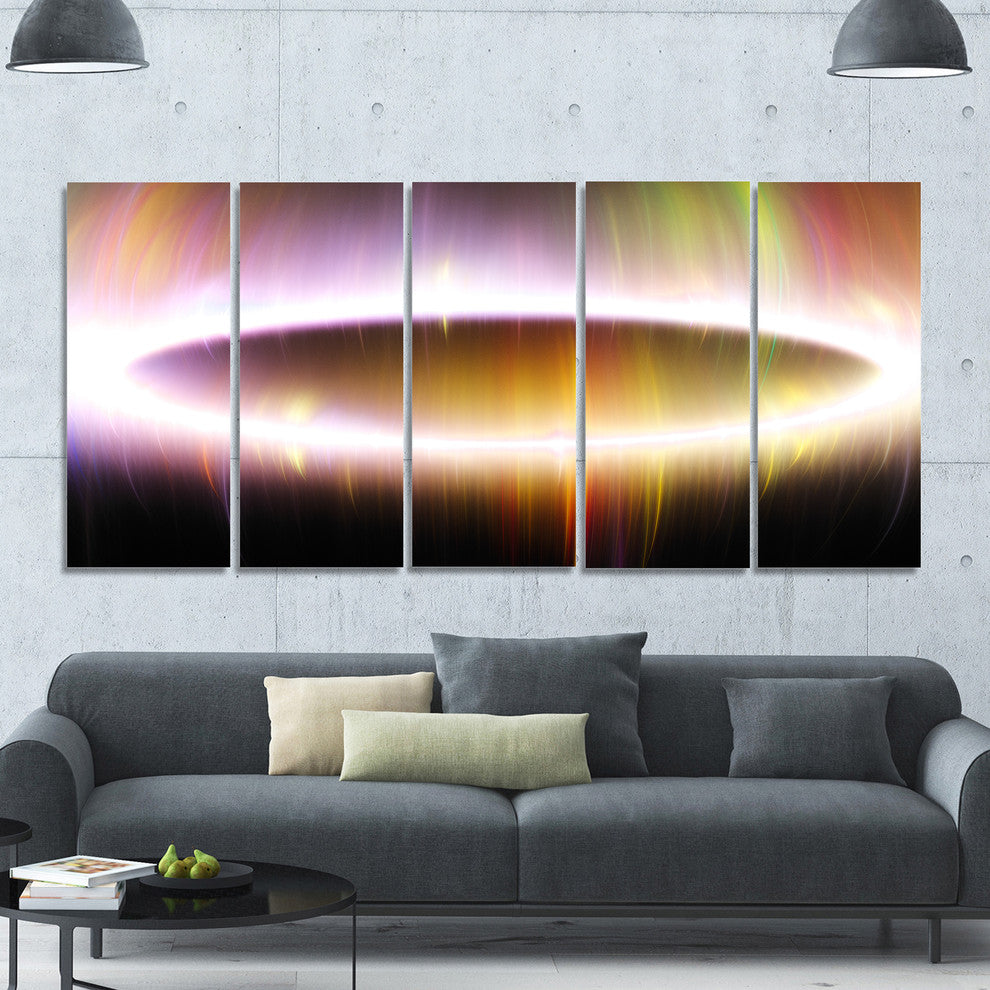 Large Oval of Northern Lights, Abstract Art on Canvas, 60"x28", 5 Panels