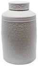 Vintage White Curly Vine Carving Tea Jar