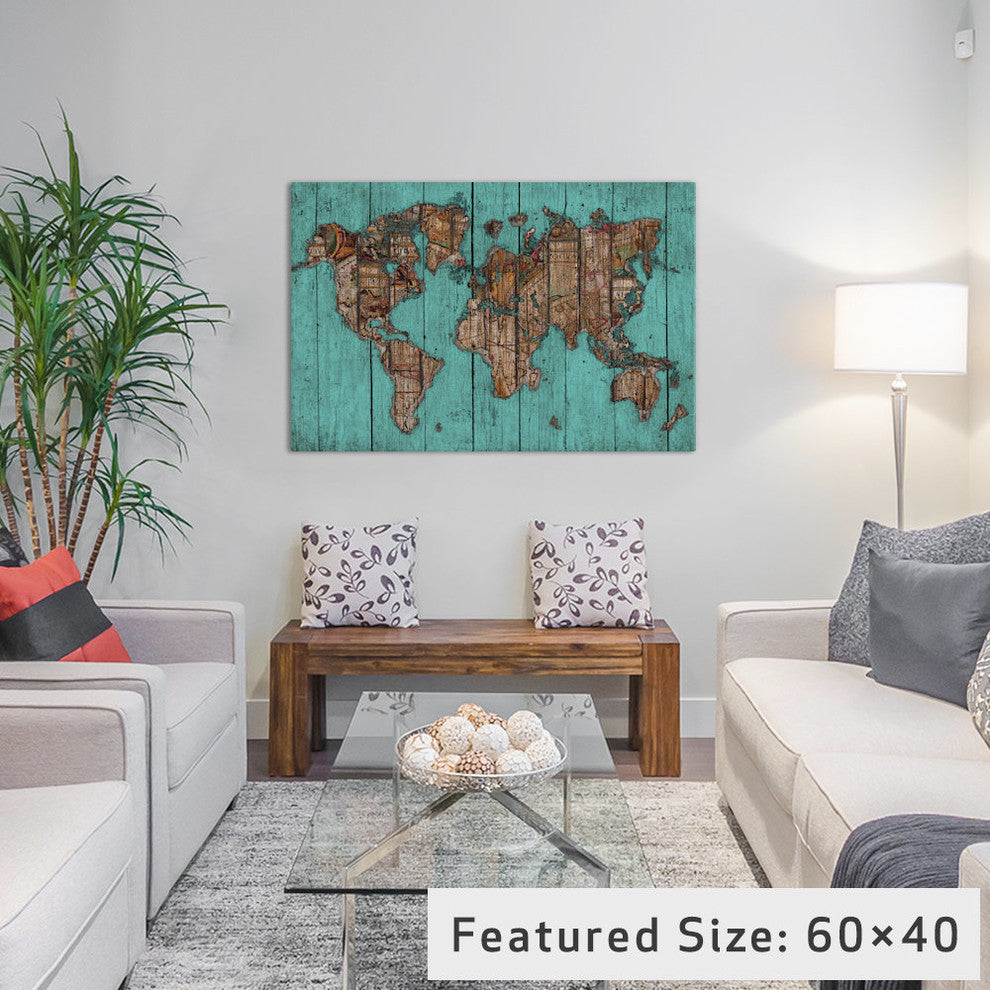 "Wood Map #2" by Diego Tirigall, 26"x40"