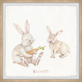 "Rabbit Eating Carrots" Framed Painting Print, 18x18