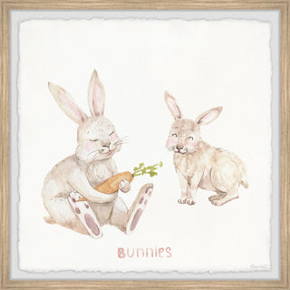 "Rabbit Eating Carrots" Framed Painting Print, 18x18