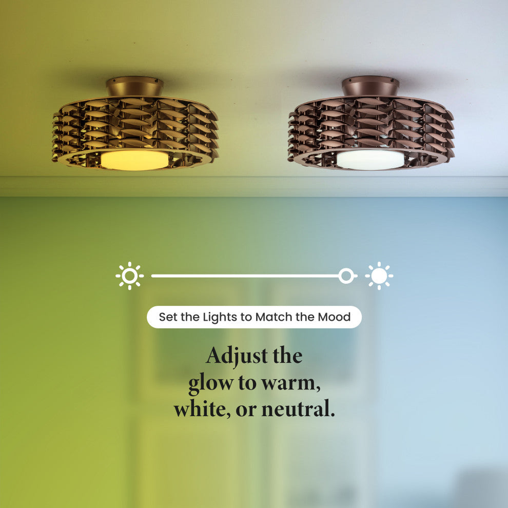 Oceano Bladeless Ceiling Fan, 6 Speeds with LED Light - 23 Inch, Bronze
