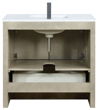 Lafarre 36 Rustic Acacia Vanity,Quartz Top, Sink, Nickel Faucet Set